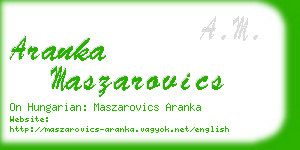 aranka maszarovics business card